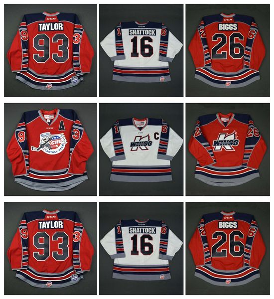 

vintage echl kalamazoo wings jersey 16 tyler shattock 26 tyler biggs 93 justin taylor custom any name number ccm hockey jerseys, Black;red