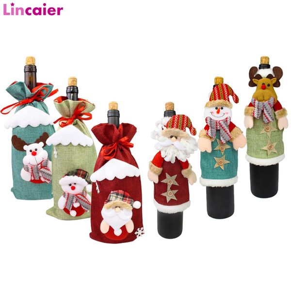

santa claus snowman deer xmas wine bottle cover christmas decorations for home 2019 merry christmas happy new year table decor