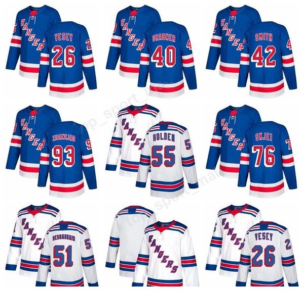 

55 nick holden hockey jersey 2018 hockey 93 mika zibanejad 42 brendan smith 26 jimmy vesey 51 david desharnais 76 brady skjei, Black;red