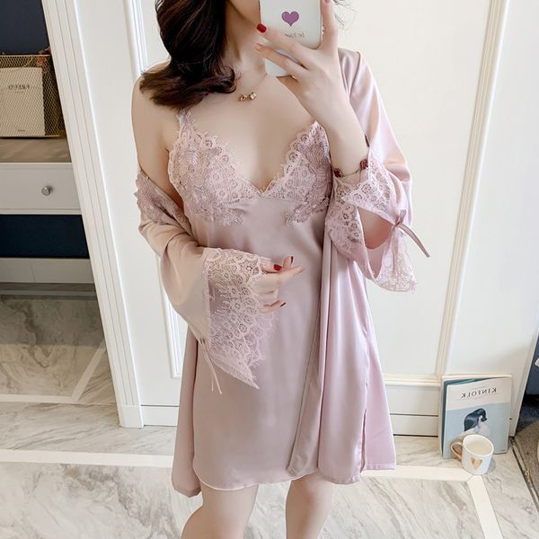 

sexy женщины night robe ремень топ пижама костюм летние два piec пижама наборов casual wear главного ночное сон кимоно ванна платье, Black;red