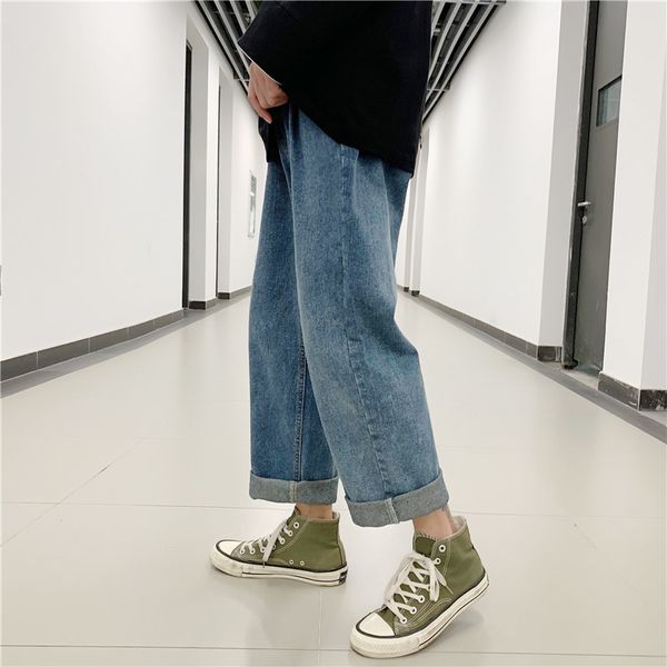 

2020 summer jeans trouser fixed color men's stretch jeans men elastic cotton denim pants loose fit trousers new brand menswear, Blue