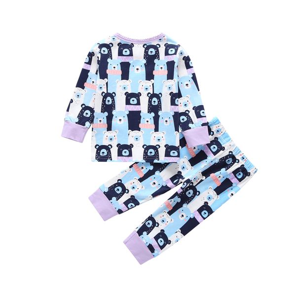 

cute cartoon bear pajamas set for baby girl spring autumn 2 pieces clothing set newborn boy set t-shirt+pant sleepwear nightgown, Blue;red