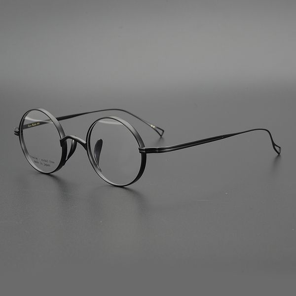 

zerosun vintage eyeglasses men small round titanium glasses frame man janpanese lennon nerd spectacles myopia anti blue lens, Black