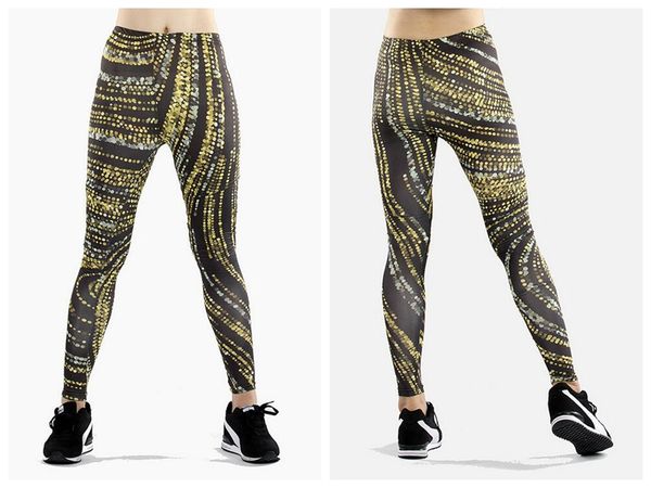

women yoga pants pants digital print digital polka dot shining print pantyhose lady high waist dance activity leggings tights, Black;white