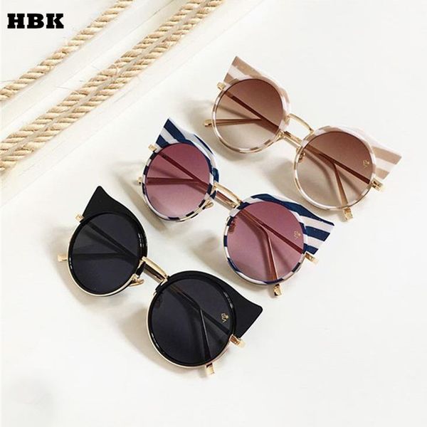 

hbk retro women cat eye sunglass 2019 fashion lady glasses uv400 driving sun glasses male flat eyewear lentes de sol hombre, White;black