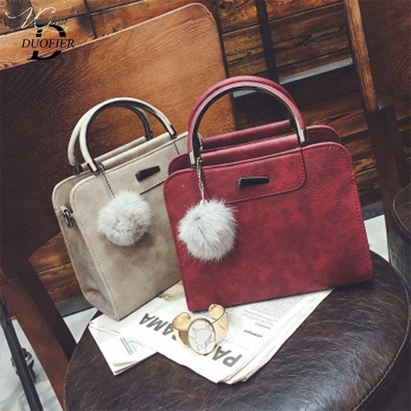 

womens leather handbags lady tote shoulder bags with fashion hairball 2020 new fashion wild female messenger bags