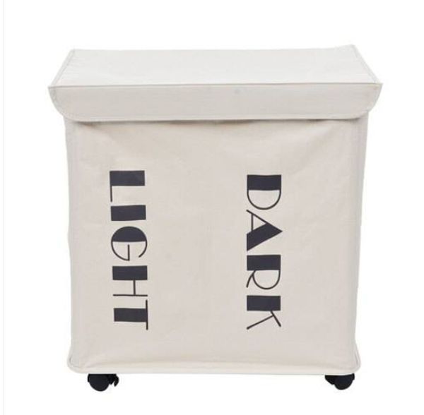 

iron wire frame folding storage laundry basket with cover and wheel