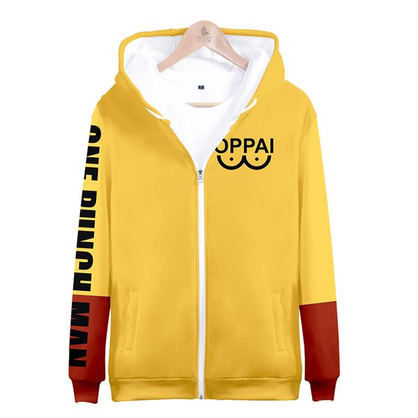 

hit hop 3d hoodie japanese anime one punch man cosplay costume men's clothing zipper hoodies coats casual men women hooded, Black