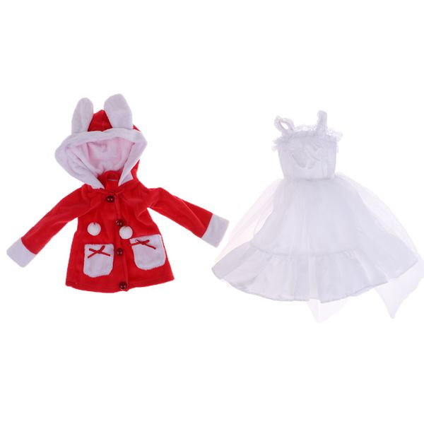 

1/3 bjd red rabbit ear coat white dress suit for luts supper dollfie dod sd dolls clothes accessories