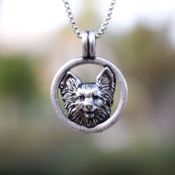 

sanlan 1pcs papillon dog necklace gift for dog lover, Silver