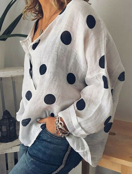 

2019 women cotton linen woman plus size clothes -2xl v neck blouse ladies summer loose baggy female casual button shirts, White