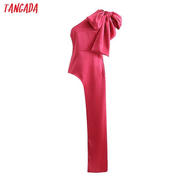 

tangada women chic red blouse bow tie one off shoulder irregular shirts female designer blusas 1d260, White