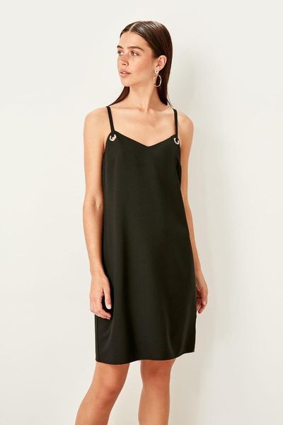 

trendyol black eyelet detail dress twoss19xb0206, Black;gray