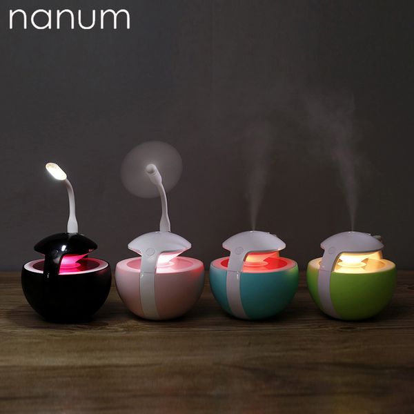 

car air freshener 3 in 1 night elf humidifier ultrasonic diffuser usb fan led light mini humidifiers air purifier mist maker