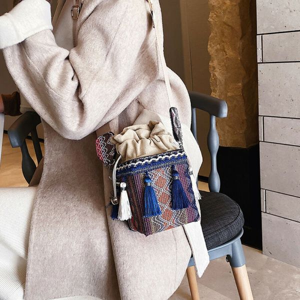 

women's shoulder bags ethnic handbag tassel cross-body satchel messenger bag purse /by