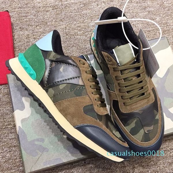 

wholesale mens women designer shoes real leather luxury camouflage brand shoes sneaker fashion rubber stud off white 19 colors c18, Black