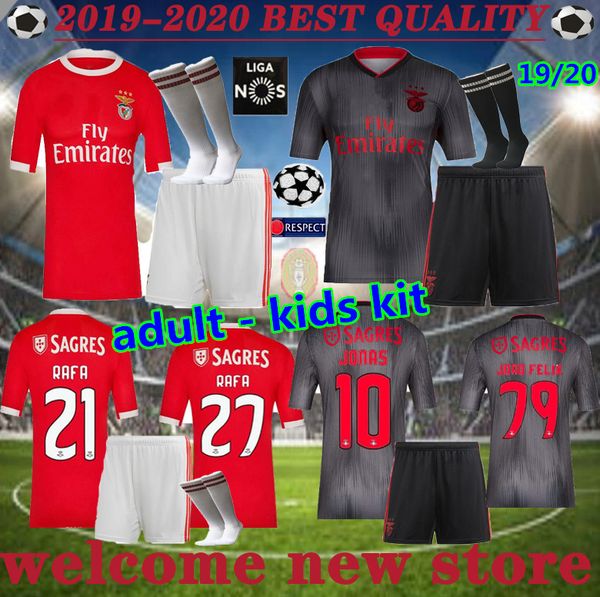 

2019 benfica away gray men et occer jer ey 19 20 joao rafa pizzi alvio eferovic jona raul jimenez kid kit football hirt