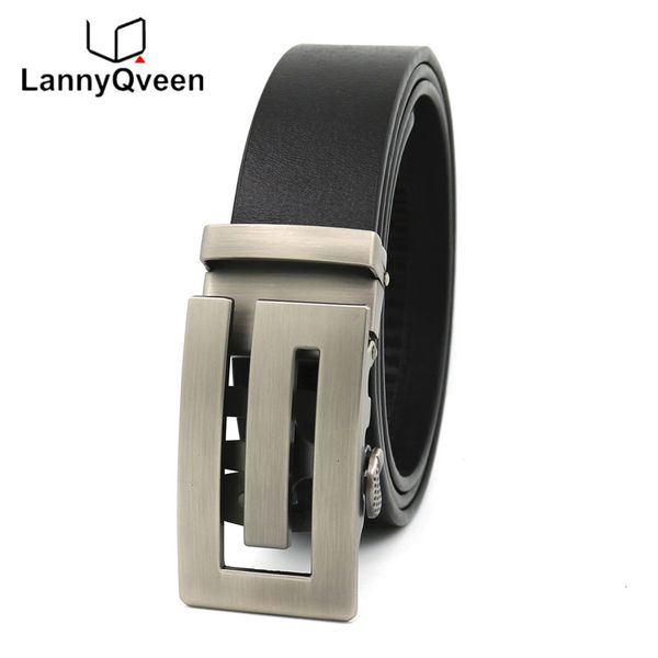 

lannyqveen 100%genuine leather pure cowskin men's automatic buckle belts cowhide belt for men ing, Black;brown