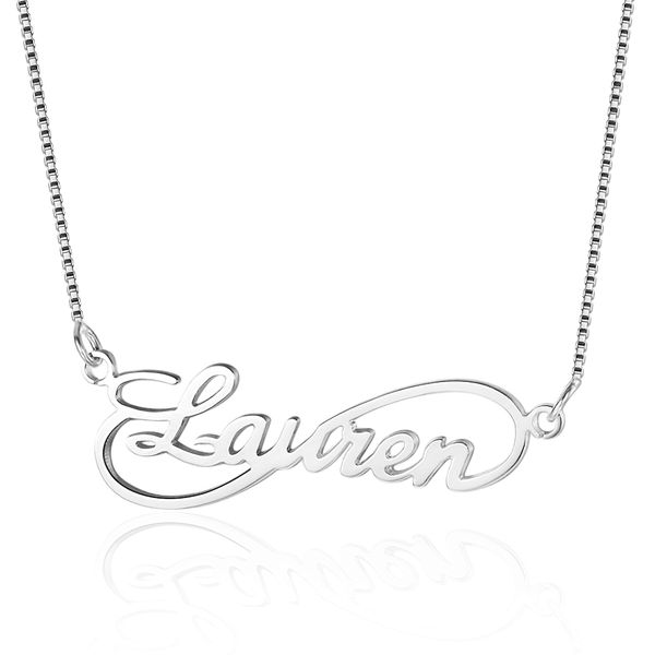 Infinito Amor Mulheres Nome Colares 8 Forma Personalizado 925 Sterling Silver Árabe Russo Nome Colar Amantes Presente (ne101629) J190707