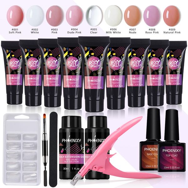 

polygel nail kit 15ml builder gel nail tip form quicking building art tools kit extensions hard jelly gel manicure set