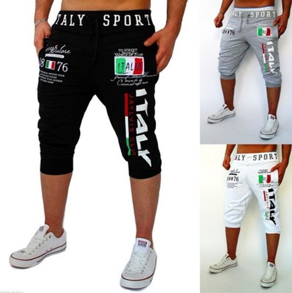 

mens designer luxury sportpants males sports digital printed design casual cropped trousers fitness fashion trend pants 2020, White;black