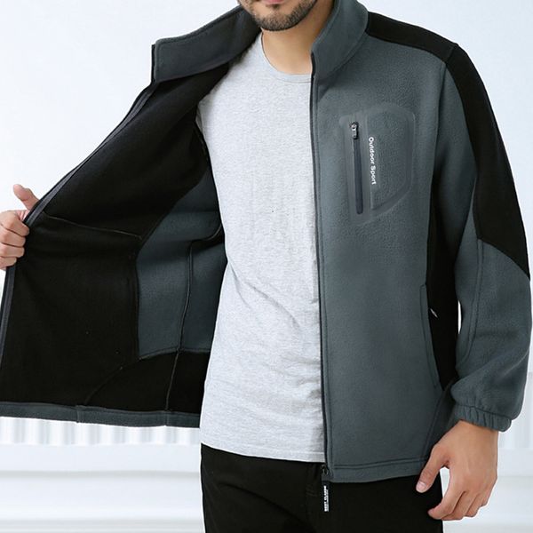 

5xl mens fleece jacket outdoor fishing hiking sport windproof warm cardigan coat autumn winter thick thermal jacket fleece liner, Blue;black