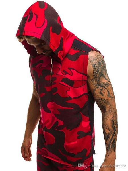 

горячие мужские толстовки без рукавов 3d печати фитнес спорт vest mens cotton zipper толстовки homme мода одежда, Black