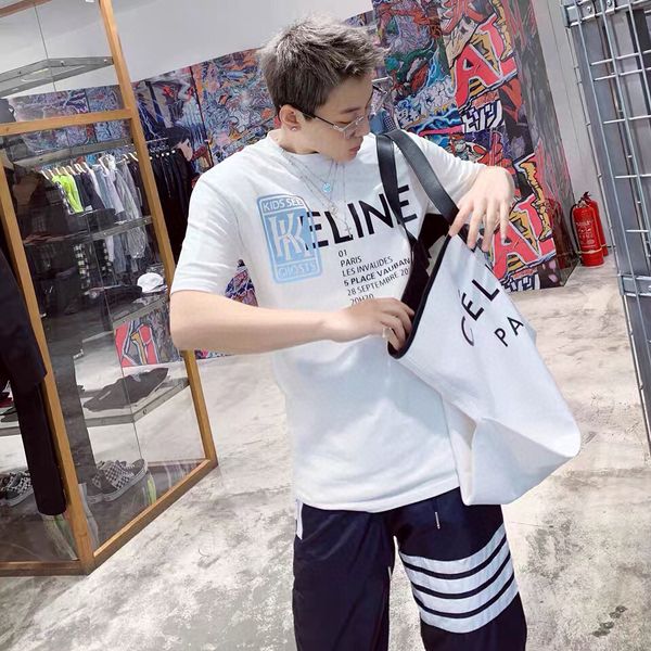 

2020 new spring summer t-shirt black white men's pure cotton round neck short sleeve cotton fashion printed women's t-shirt 22