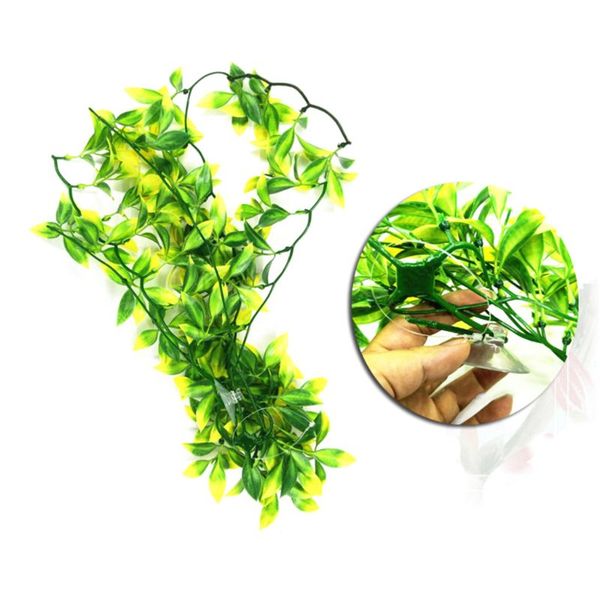

reptile aquarium landscaping artificial plastic plant with suction cup