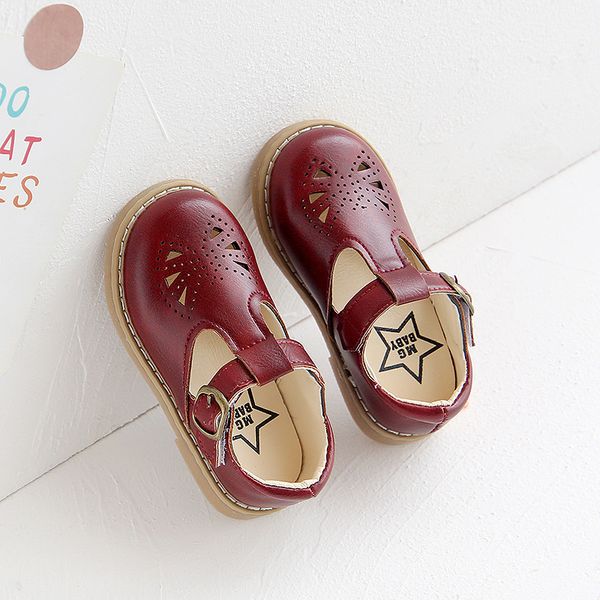 

fashion 2020 new children's patent hollow leather shoes boys girls princess shoes non-slip baby soft student, Black