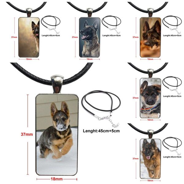 

для женщин подарка венчания стекла ожерелье ручной работы половина подвеска rectangle ожерелье немецкой овчарки резина, Silver