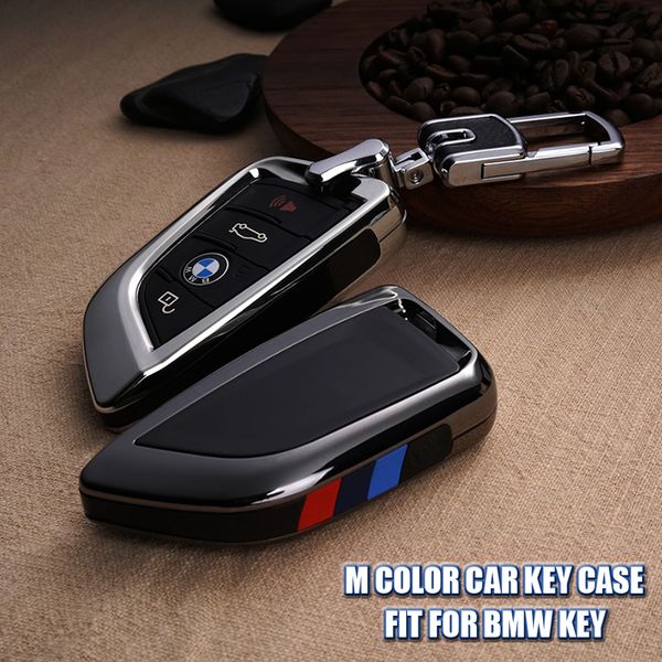 

designer men car keychain m color car key case fob shell cover fit for bmw 5 series 528li 530li x1 x5 x6 fast and ing, Silver