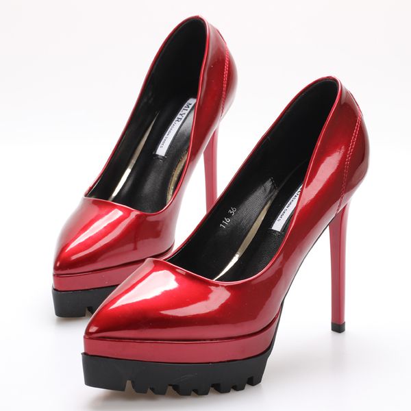 

women's high heel waterproof platform super high heel stiletto pointed shallow mouth set foot beads light single shoes, Black