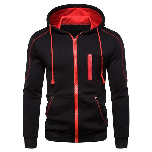 

puimentiua fashion sweatshirts hoodies men 2019 zipper outwear blouse sweatshirt men's autum sport hoodie sudadera hombre, Black
