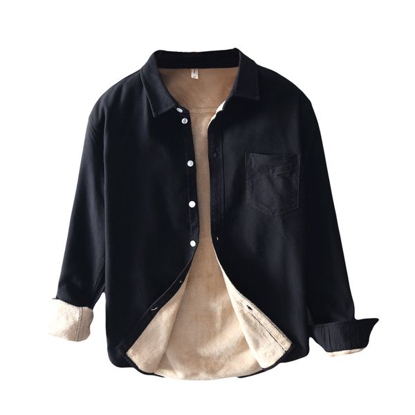 

casual shirts men full sleeves jeans shirt flannel men long sleeve denim shirts slim fit cotton warm shirt winter ii50cs, White;black