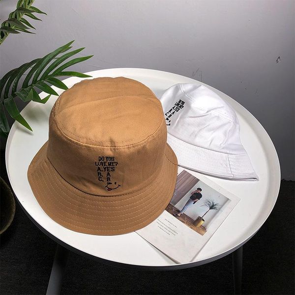 

fisherman hat women spring and summer letter embroidery tide japanese outdoor wild hat cap leisure travel sun visor bucket, Blue;gray