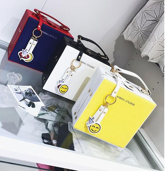 

2020 new portable box bag hit color fashion handbag small square bag casual shoulder messenger