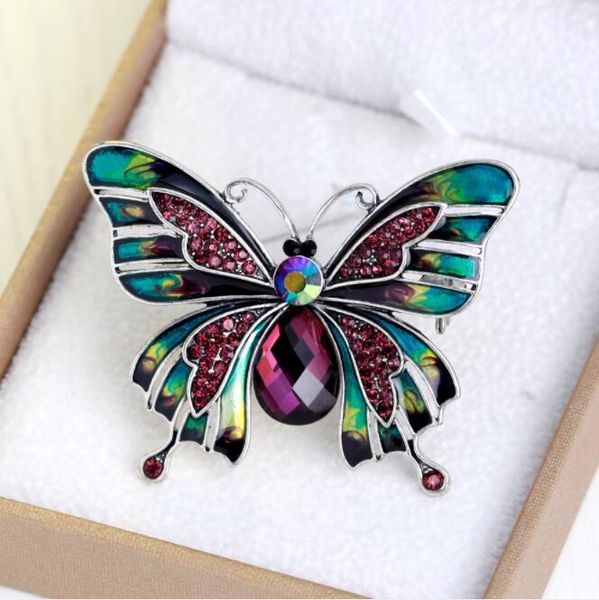 

retro brooch rhinestone colorful enamel butterfly branch brooch pins men women's brooches for suits dress banquet brooch gifts wholesal, Gray