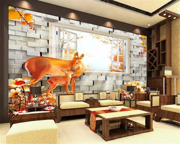 

3d обои главная ласковая мать и дитя deer гостиная спальня тв стены фон обои