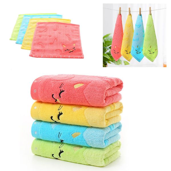 

soft cotton cute cartoon cat-printed baby face towel embroidery newborn towels
