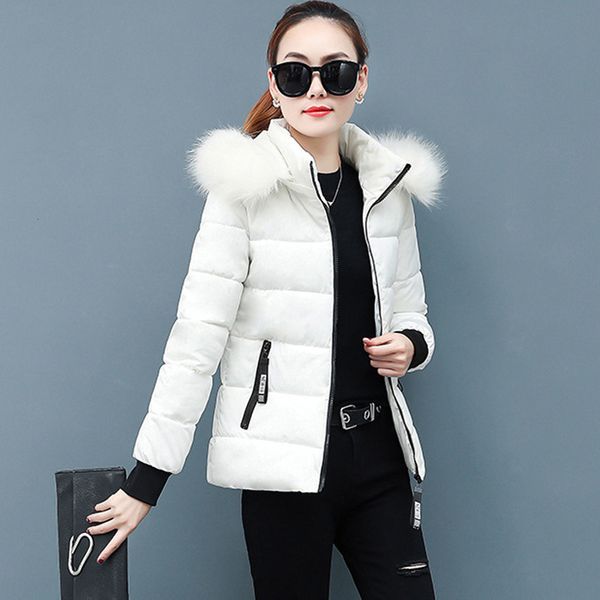

women's down & parkas thick plus size women winter parka slim cotton padded jacket 2021 hooded fur collar office ladies outwear female, Black