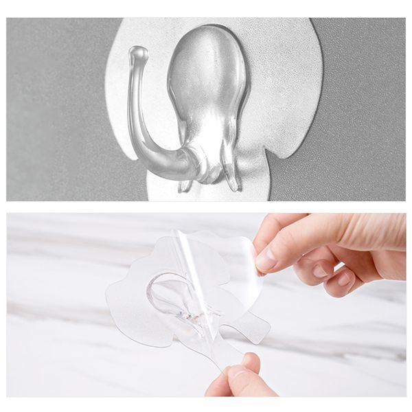 

5 pcs transparent elephant shape hook coat keys hanger for living room bedroom tn99