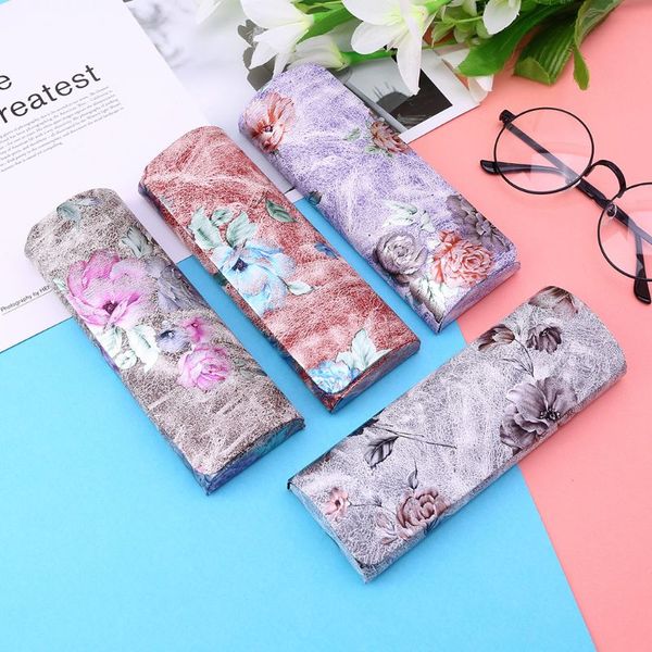 

портативный pu eyeglass box женщины старинные изящные очки для чтения чехол корейский стиль очки чехол, Silver