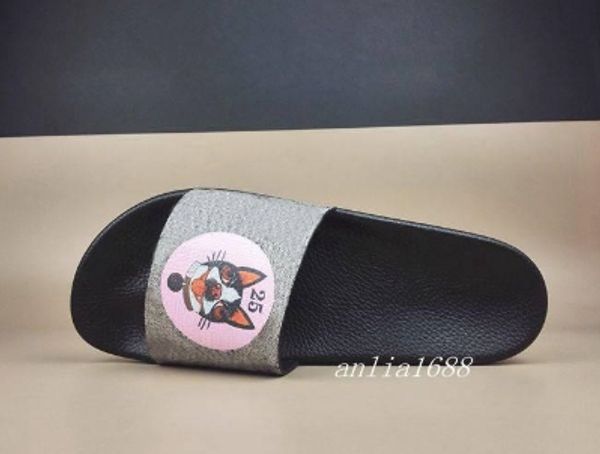 

2019 size 35-48 tiger snake slippers slip on rubber slipper with orange box luxury slipper, Black
