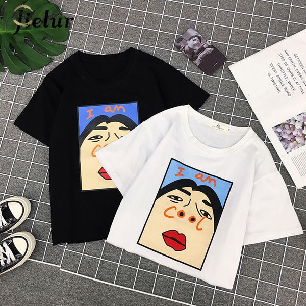 

harajuku i am cool funny letter print white t shirt korean creative female t shirt fashion spoof black tee s xl