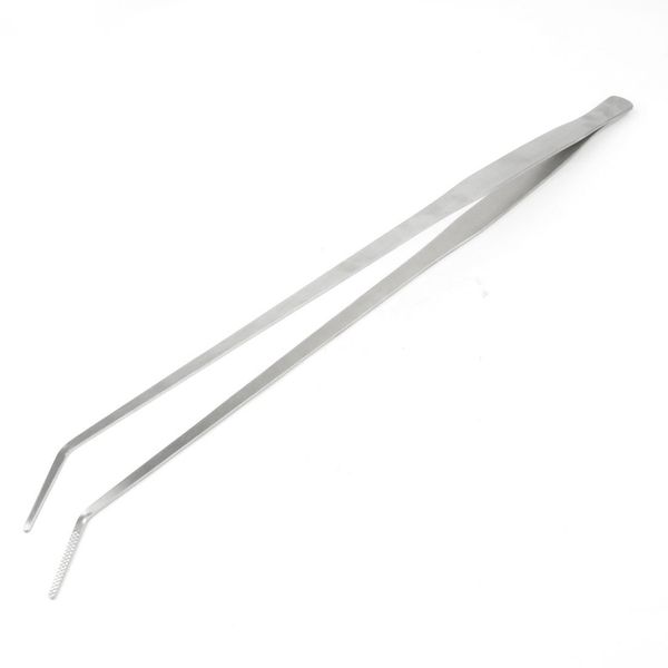 

18.9" long stainless steel curved tweezer for fish tank plants