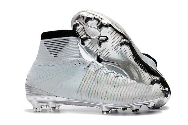 

mens/woman/kids football boots superfly v tf/ic/fg soccer shoes mercurial superfly v ronalro white silver soccer cleat