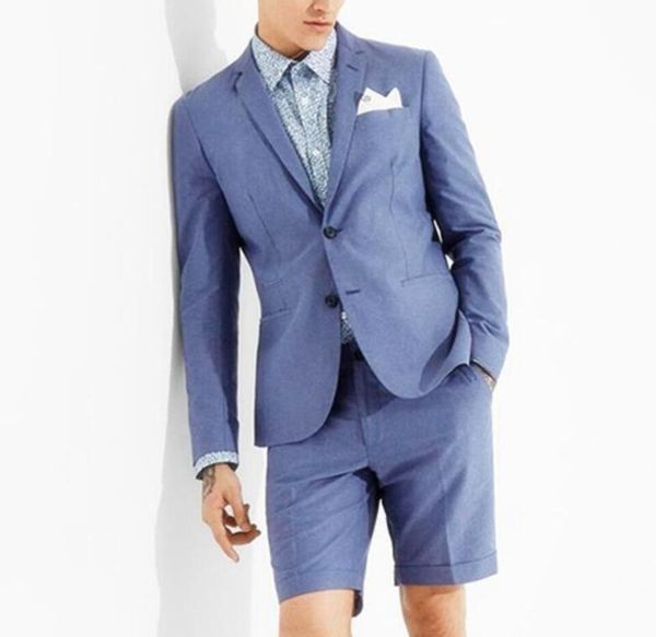 

ink blue groom tuxedos for beach summer wedding suit 2 pieces formal party tux slim fit mens suits with short trousers prom blazer t150, Black;gray