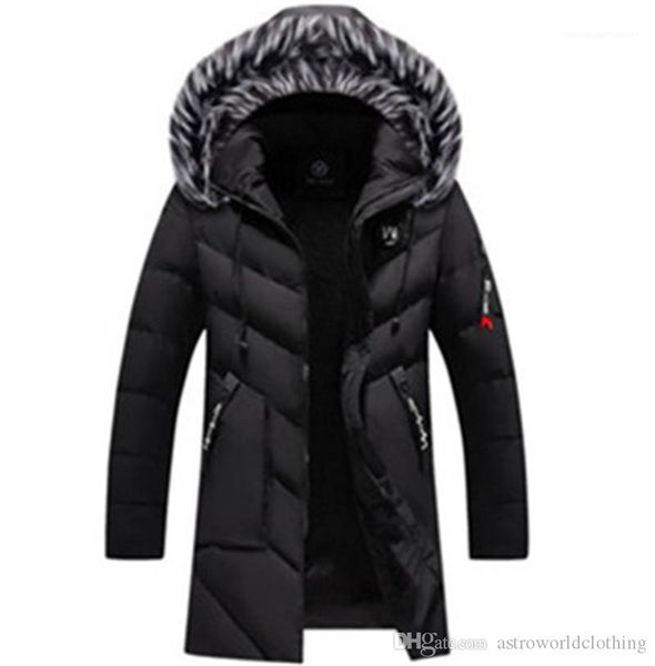 

parkas fashion thick plus size winter jacket luxury faux fur collar mens coats mens designer solid, Black
