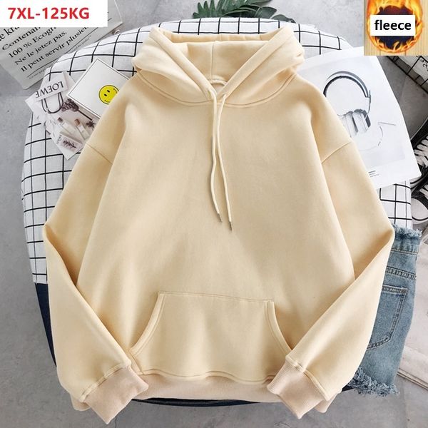

autumn women sweatshirts hooded hoodies fleece high streetwear korea style loose sweatshirts large size 7xl 6xl 52 54 56 hoodies, Black